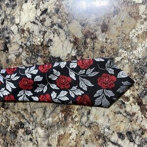 Floral Black and Red Tie